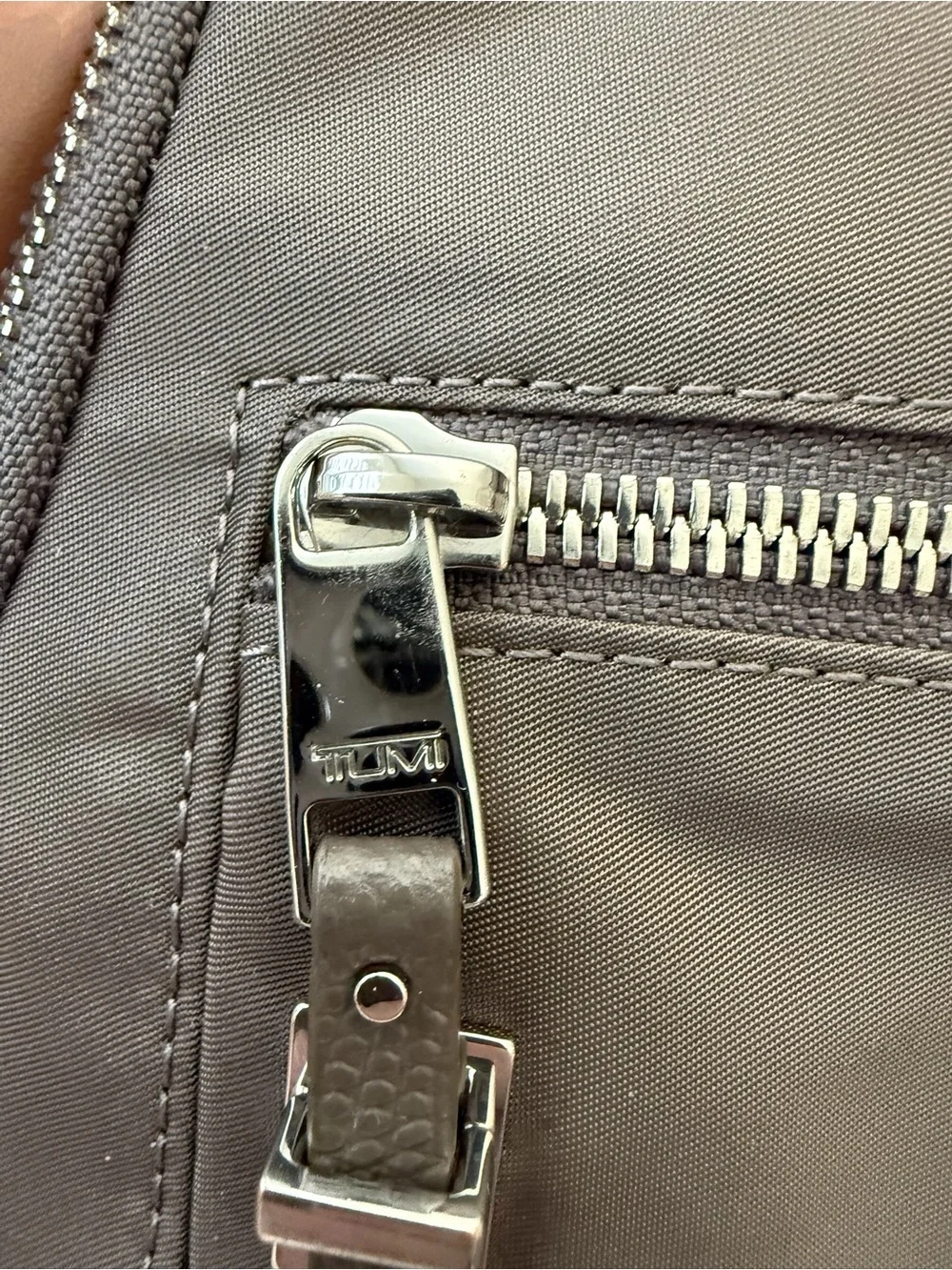 TUMI Voyageur Halle Backpack Nylon Leather Taupe Grey Travel Work Bag E517